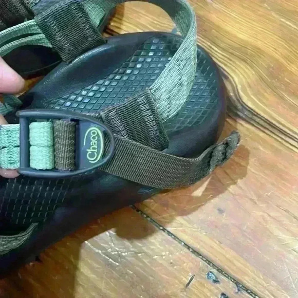 Chaco Vibram Non-Marking Toe Strap Water Sandal Shoes Women’s Green Brown Size 7 - Picture 3 of 12